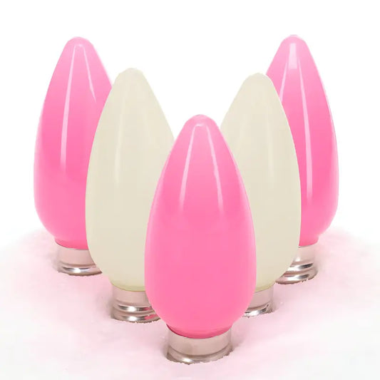 C9 ColorSplash Pink Taffy Warm White Pink Smooth LED Christmas Light Bulbs - Christmas Lights
