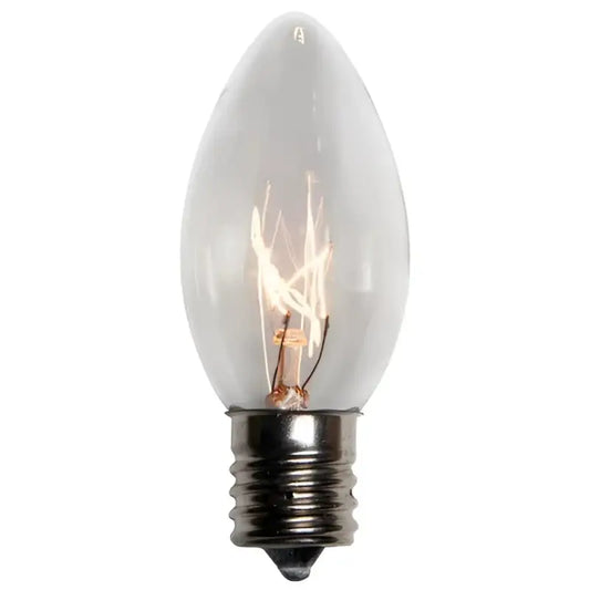 C9 Incandescent Christmas Light Bulbs Clear Transparent Pack of 25 - Christmas Lights