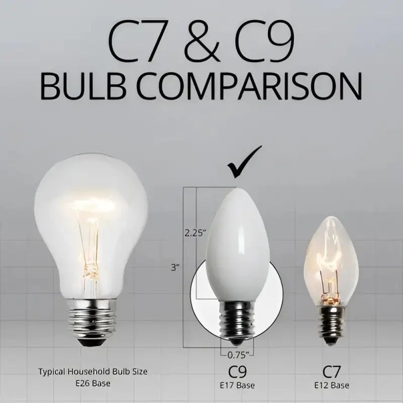 C9 Incandescent Christmas Light Bulbs White Opaque Pack of 25 - Christmas Lights