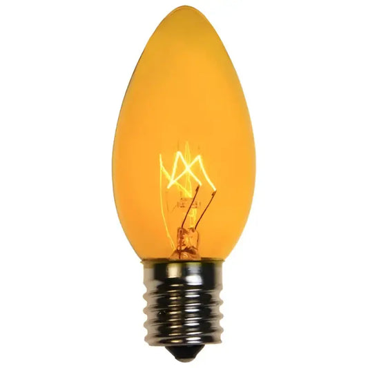 C9 Incandescent Christmas Light Bulbs Yellow Transparent Pack of 25 - Christmas Lights