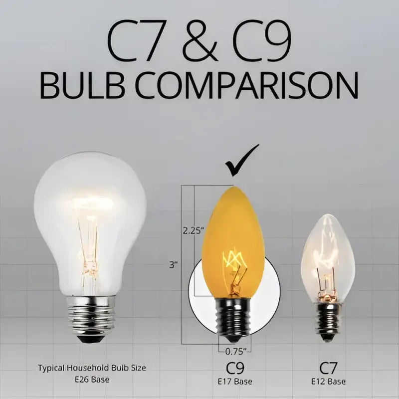 C9 Incandescent Christmas Light Bulbs Yellow TWINKLE Transparent Pack of 25 - Christmas Lights