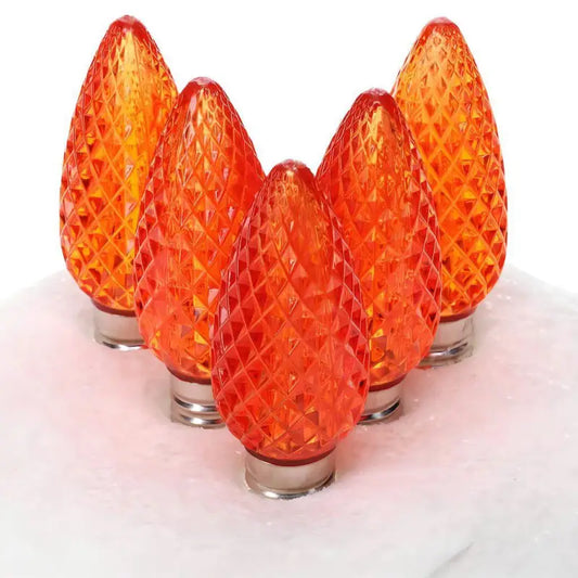 C9 Orange Faceted ProCore LED Christmas Light Bulbs - Christmas Lights