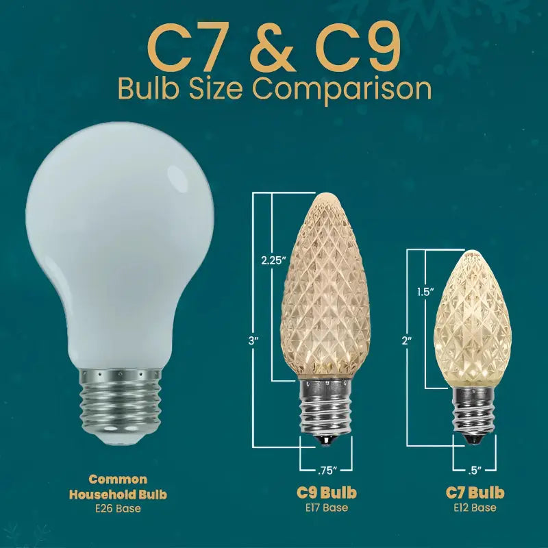 C9 Purple Faceted ProCore® LED Christmas Light Bulb String Light Set 25 Lights 25’ - Christmas Lights
