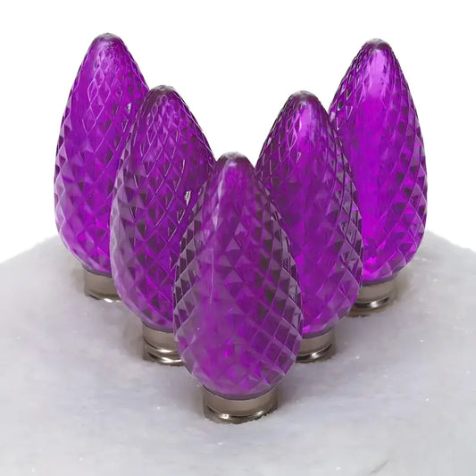 C9 Purple Faceted ProCore LED Christmas Light Bulbs - Christmas Lights