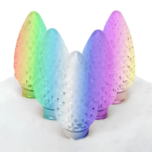 C9 Color Changing Christmas Lights RGB Faceted ProCore LED Christmas Light Bulbs - Christmas Lights