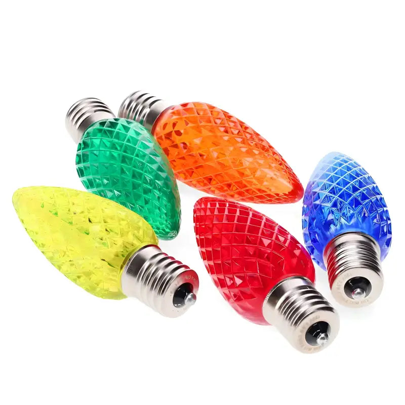 C9 Twinkle Multicolor Red Blue Green Orange Gold Twinkle Faceted ProCore LED Christmas Light Bulbs - Christmas Lights