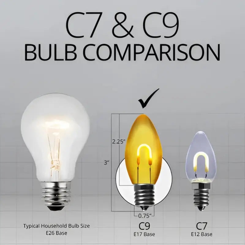C9 Yellow/Gold Transparent Shatterproof LED Filament Vintage Christmas Light Bulb Pack of 5 - Christmas Lights