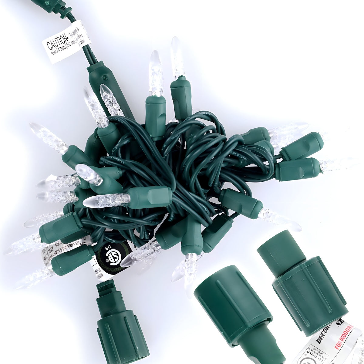 Commercial Co-Axial M5 Cool White LED Christmas Lights 25 Bulbs 4’’ Spacing - Christmas Lights
