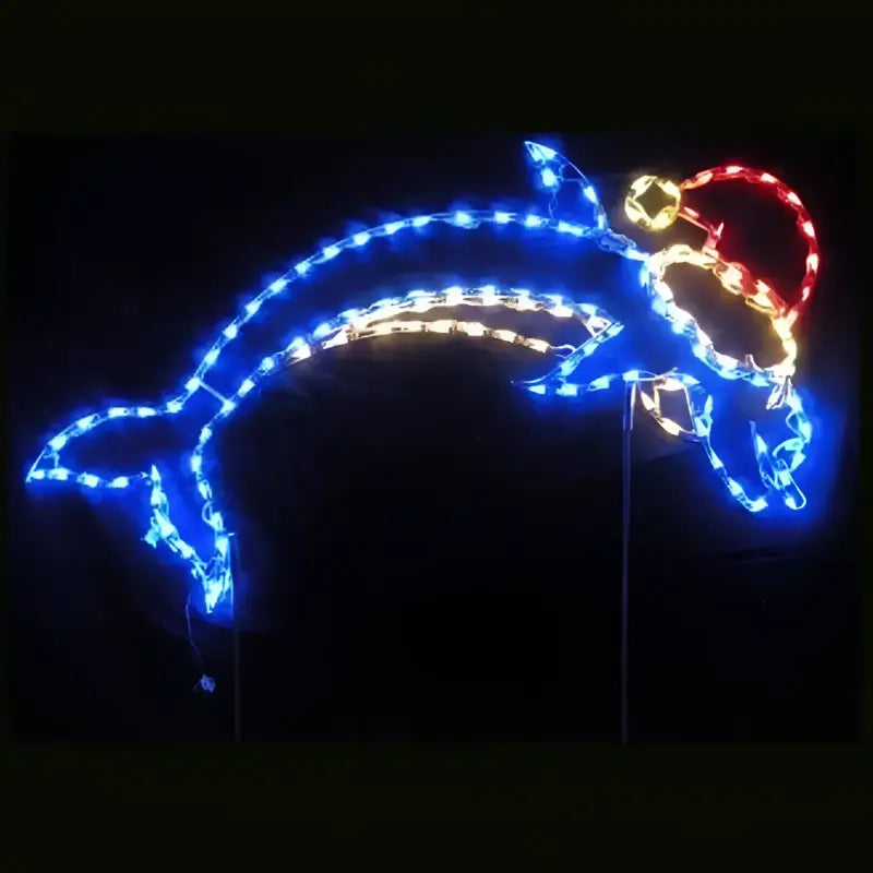 Dolphin with Santa Hat Outline Wireframes Displays and Yard Art