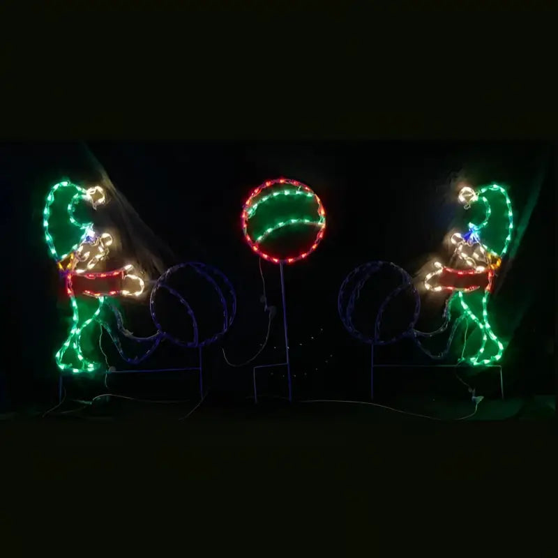 Elves Playing Kickball Animated Wireframes Displays and Yard Art