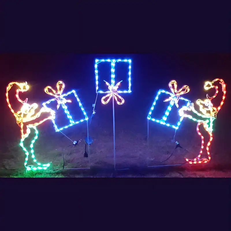 Elves Tossing Package Animated - Wireframes Displays and Yard Art