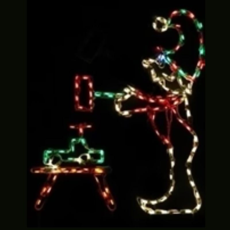 Hammering Elf with Toy Animated - Wireframes Displays and Yard Art