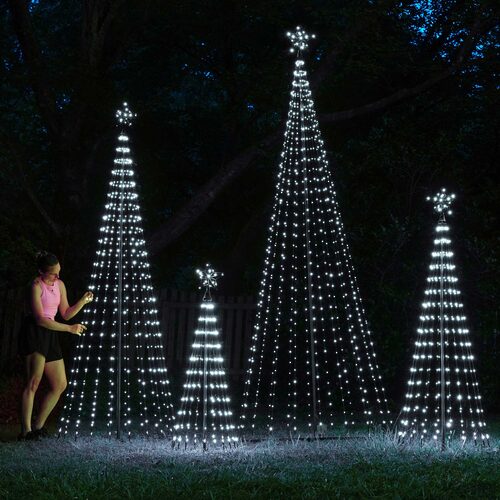 12' Cool White LED Animated Outdoor Lightshow Tree, Black Frame