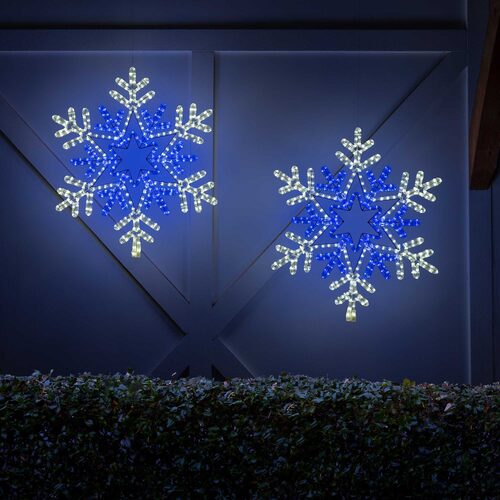 28" LED 48 Point Star Center Snowflake, Blue and Cool White