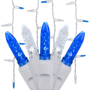 M5 Blue and Cool White LED Icicle Lights, 70 Bulbs, 7.5ft Long, White Wire Christmas Lights Wintergreen Corporation
