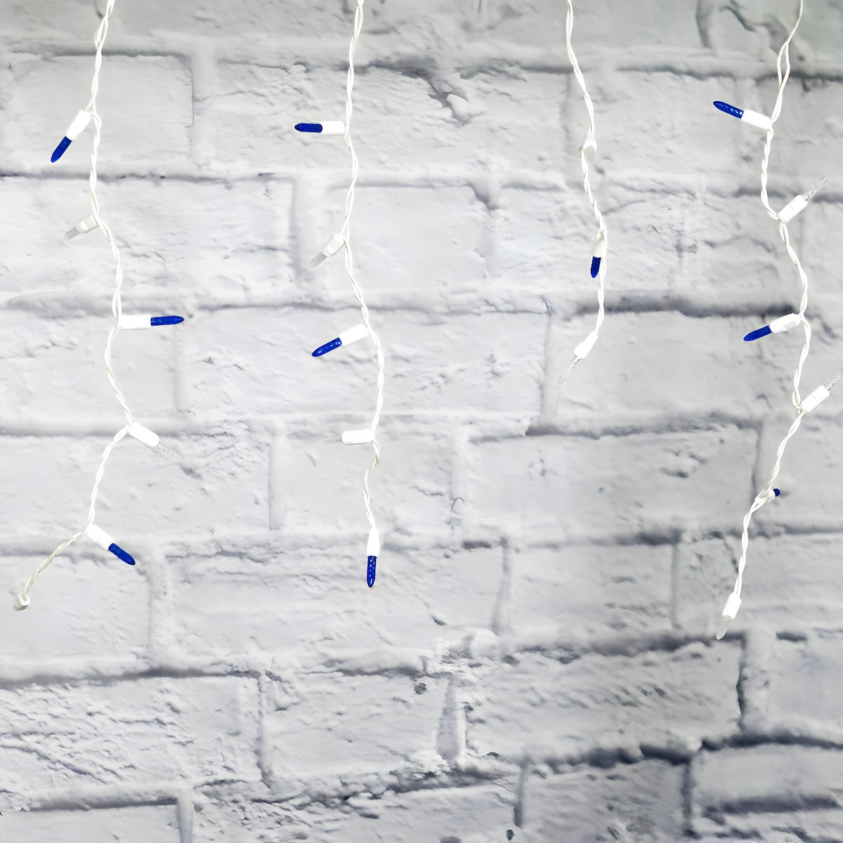 M5 Blue and Cool White LED Icicle Lights 70 Bulbs 7.5ft Long White Wire - Christmas Lights