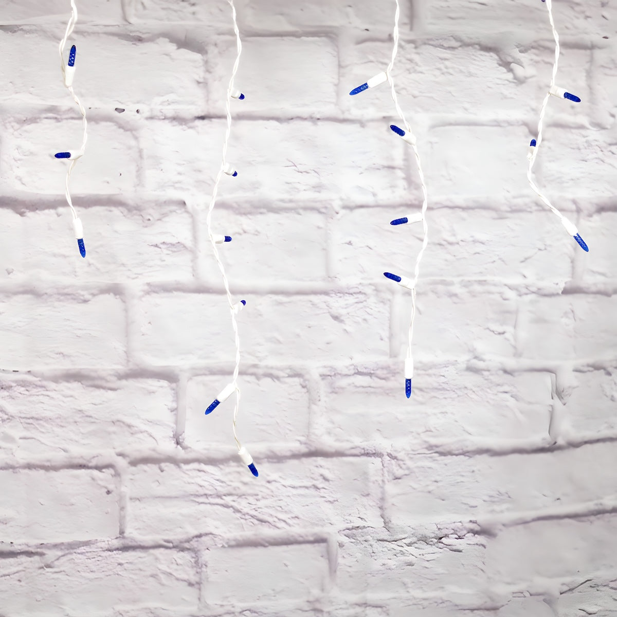 M5 Blue LED Icicle Lights 70 Bulbs 7.5ft Long White Wire - Christmas Lights