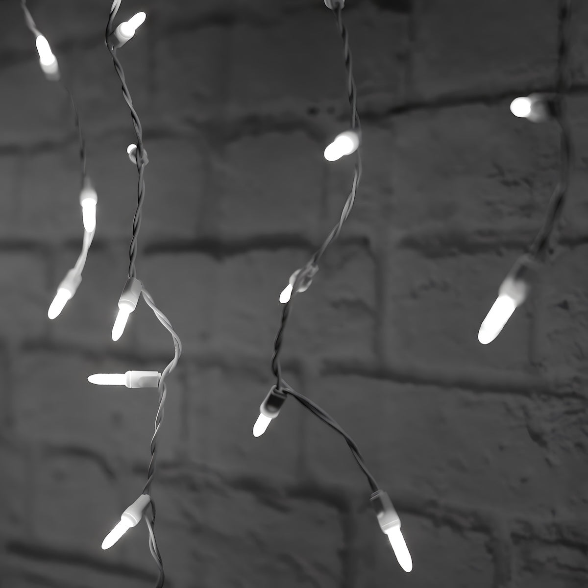 M5 Cool White LED Icicle Lights 70 Bulbs 7.5ft Long White Wire - Christmas Lights