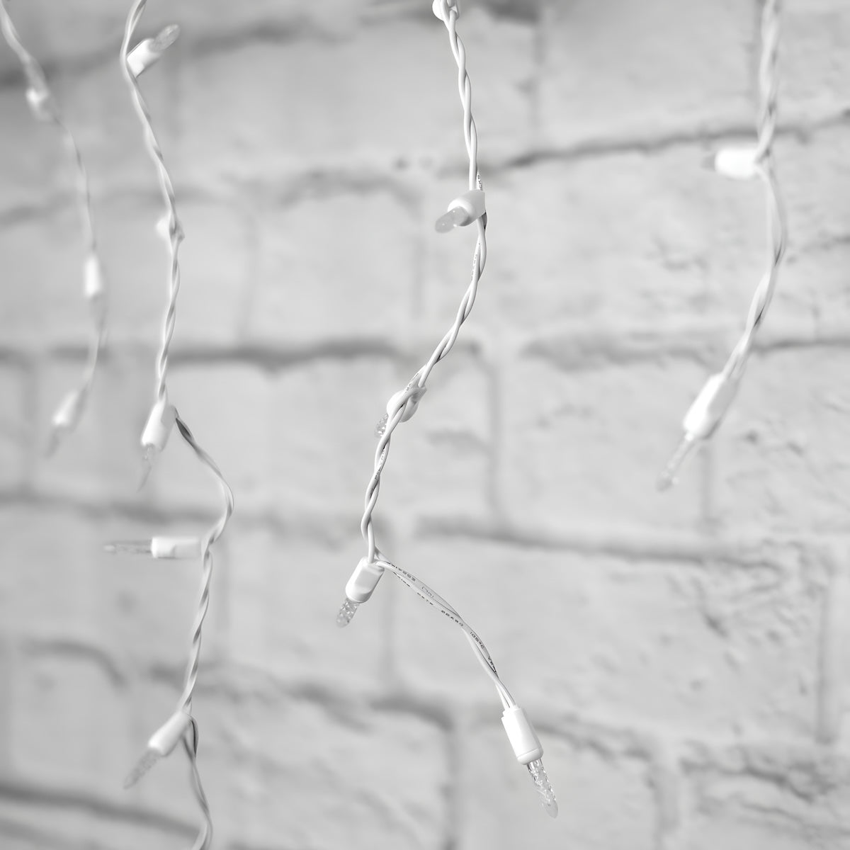 M5 Cool White LED Icicle Lights 70 Bulbs 7.5ft Long White Wire - Christmas Lights