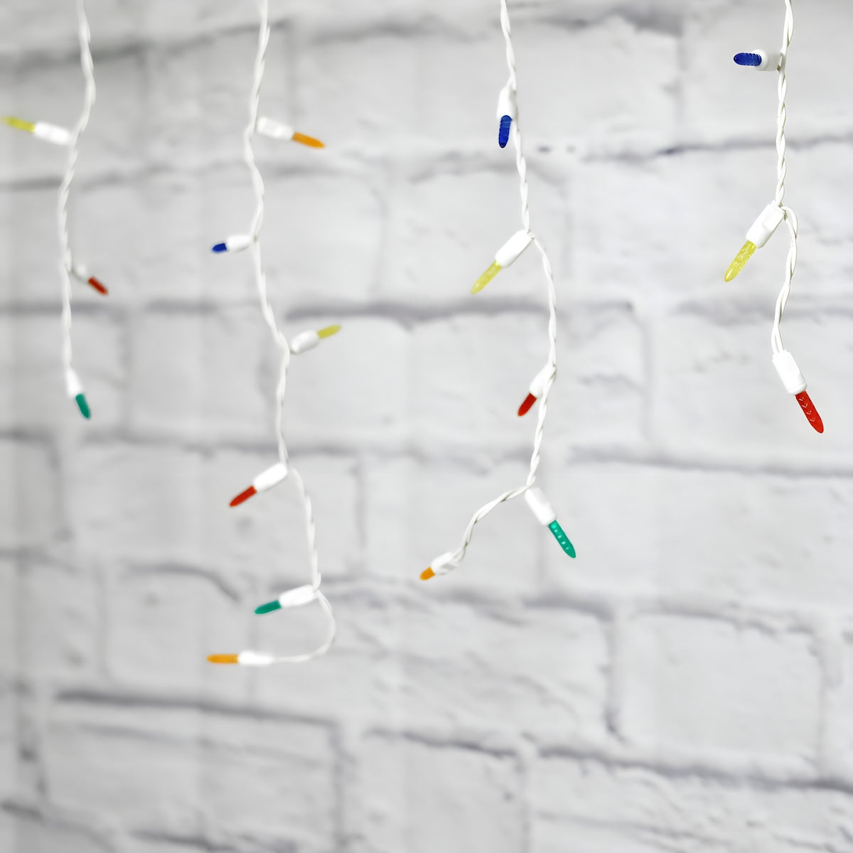 M5 Multicolor LED Icicle Lights 70 Bulbs 7.5ft Long White Wire - Christmas Lights