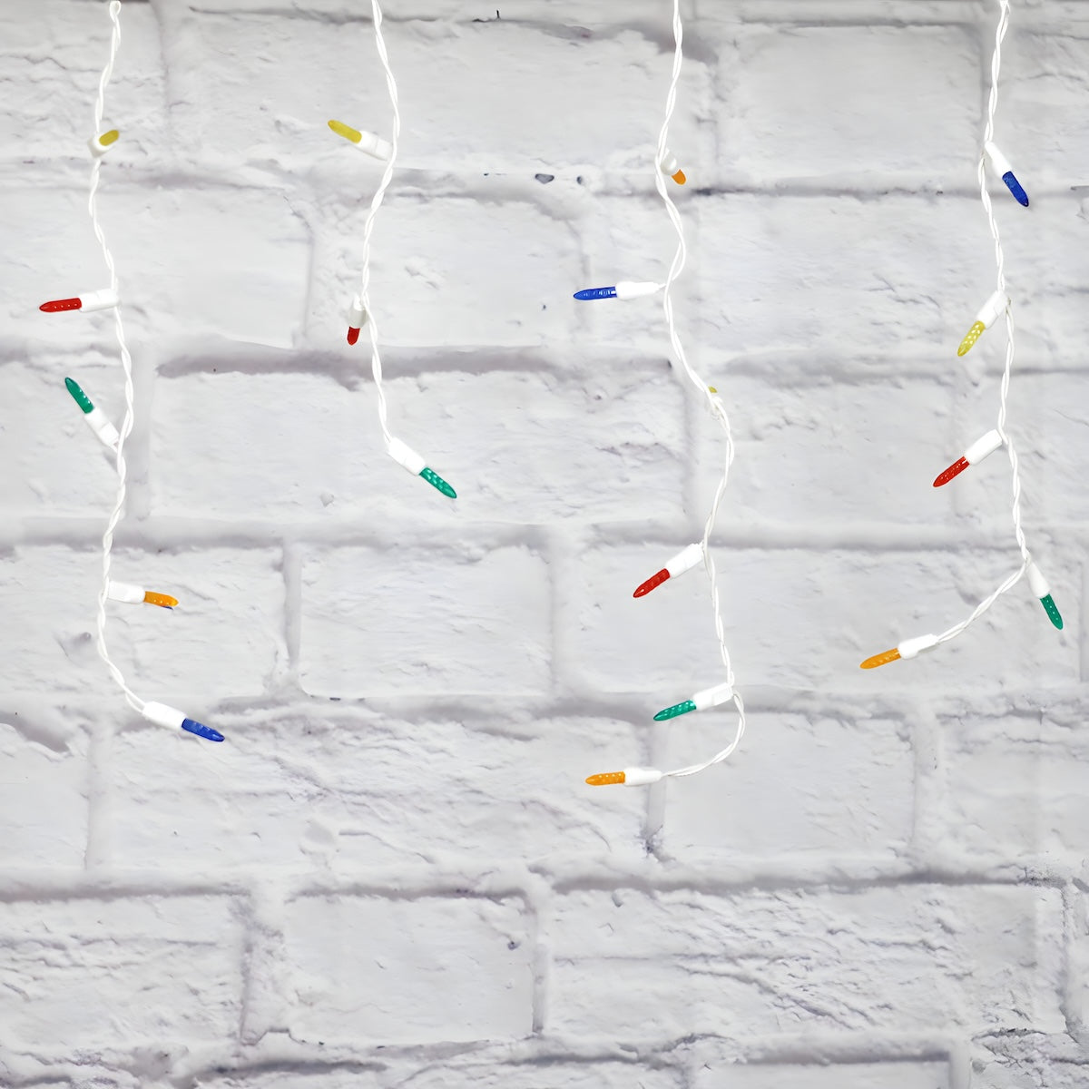 M5 Multicolor LED Icicle Lights 70 Bulbs 7.5ft Long White Wire - Christmas Lights
