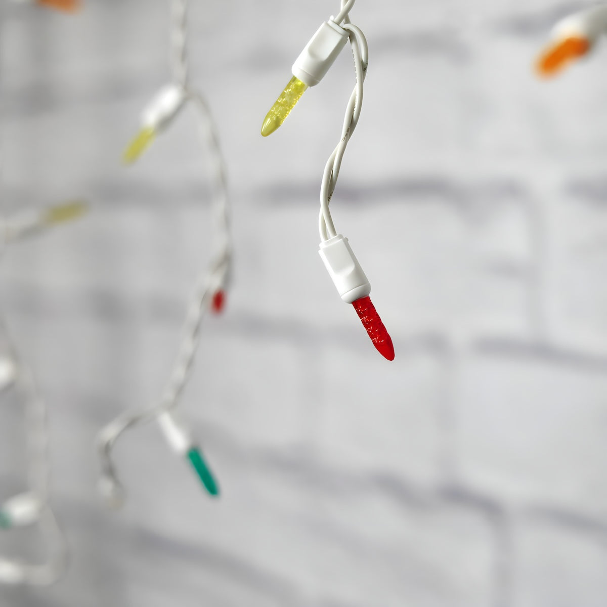 M5 Multicolor LED Icicle Lights 70 Bulbs 7.5ft Long White Wire - Christmas Lights