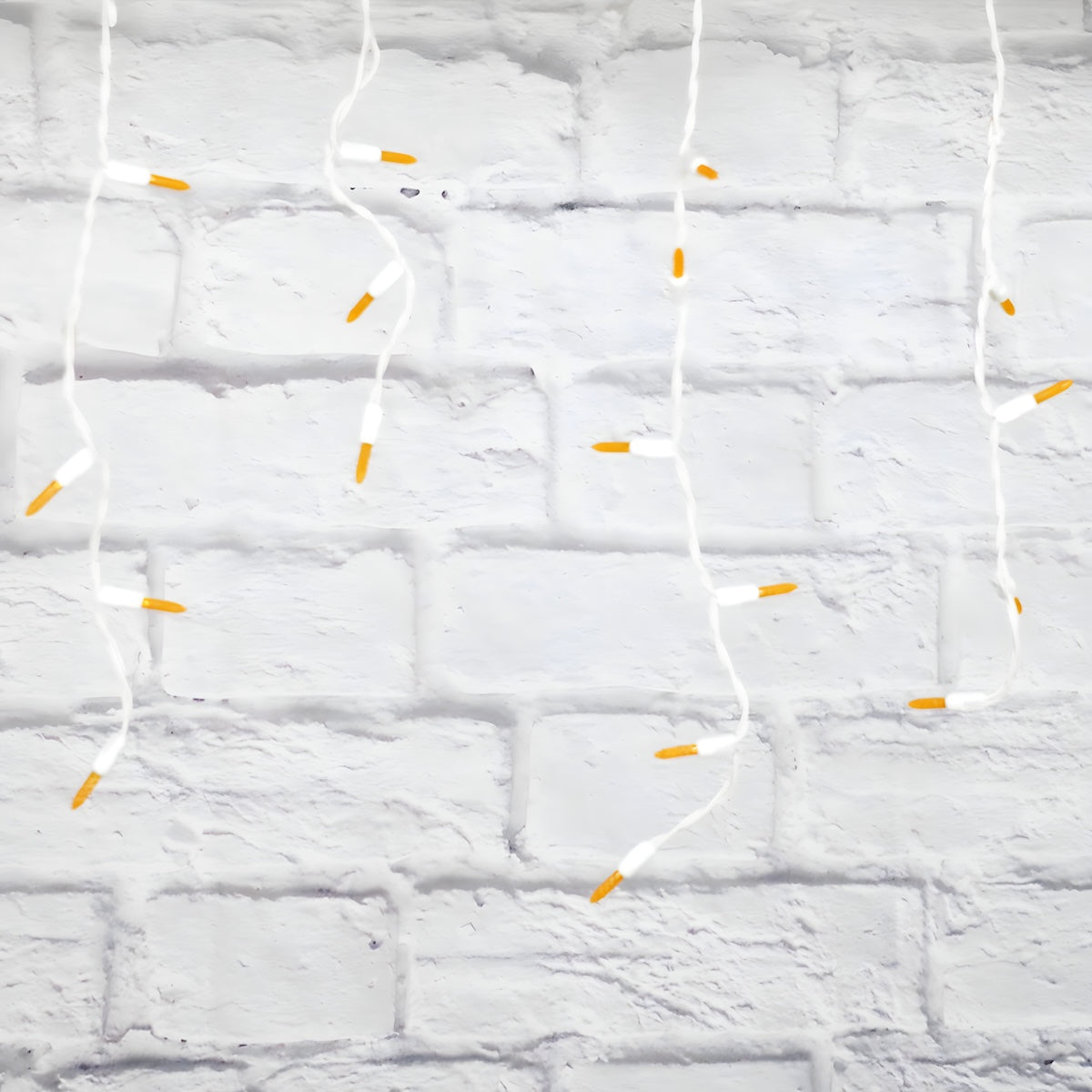 M5 Orange LED Icicle Lights 70 Bulbs 7.5ft Long White Wire - Christmas Lights