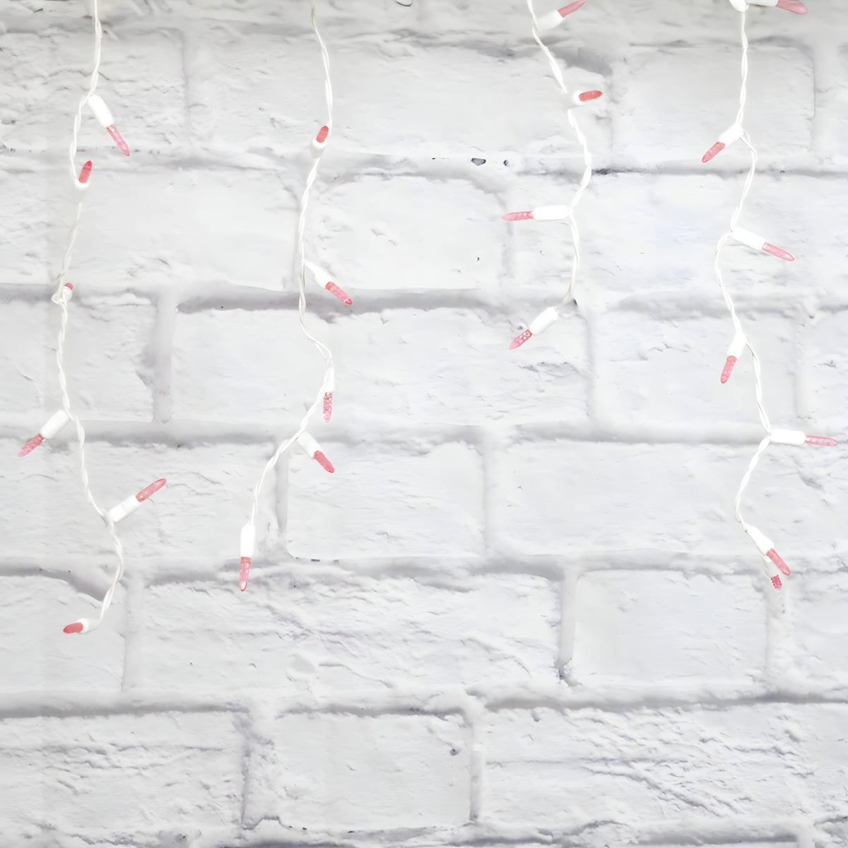 M5 Pink LED Icicle Lights 70 Bulbs 7.5ft Long White Wire - Christmas Lights