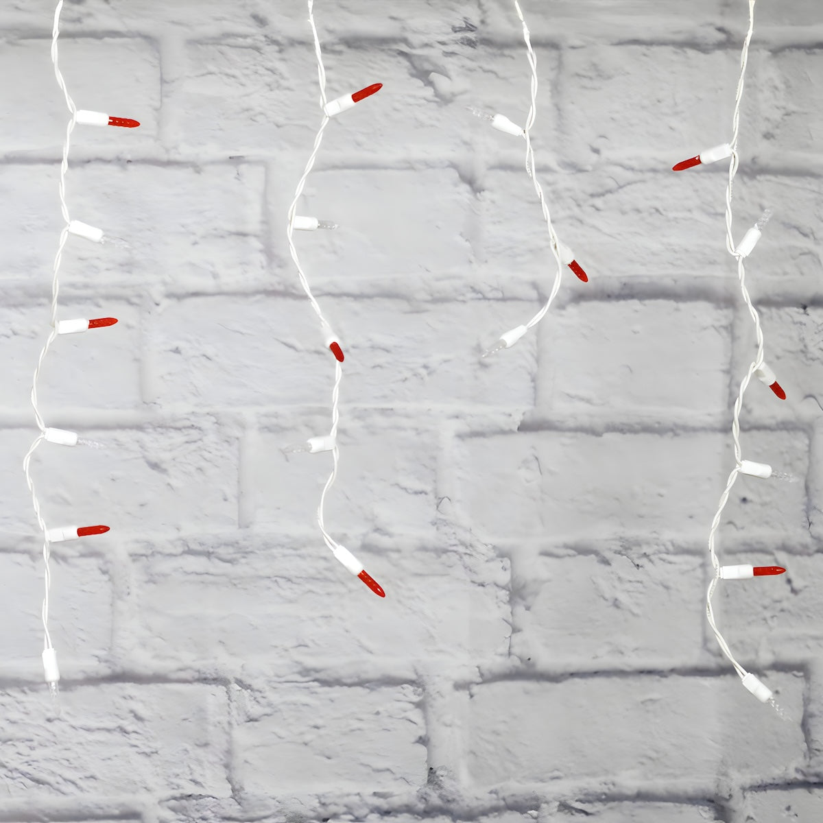 M5 Red and Cool White LED Icicle Lights 70 Bulbs 7.5ft Long White Wire - Christmas Lights