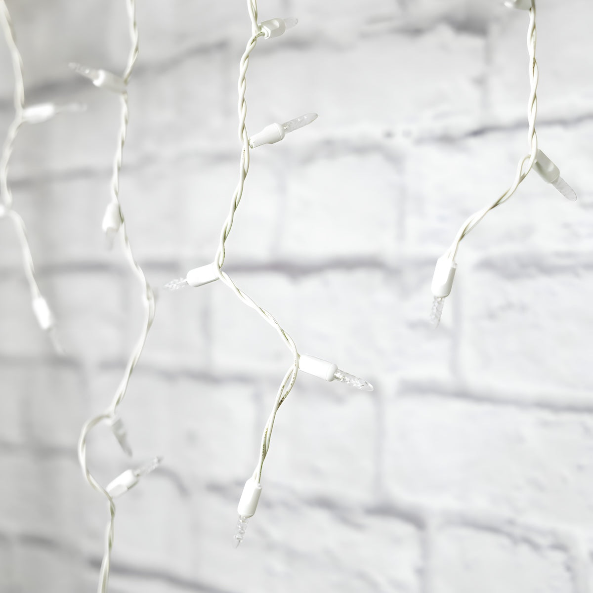 M5 Warm White LED Icicle Lights 70 Bulbs 7.5ft Long White Wire - Christmas Lights