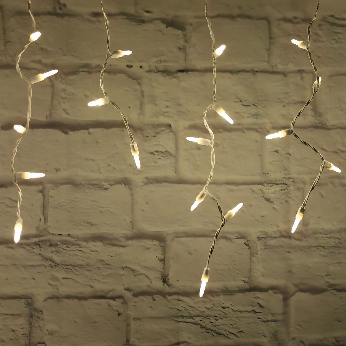 M5 Warm White LED Icicle Lights 70 Bulbs 7.5ft Long White Wire - Christmas Lights