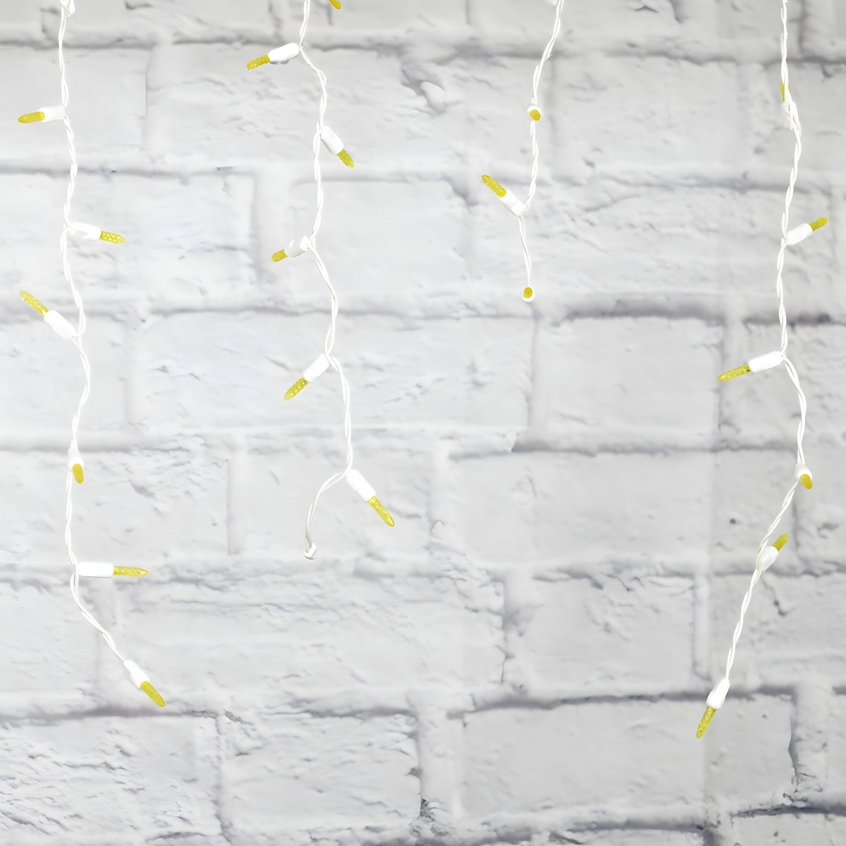 M5 Yellow LED Icicle Lights 70 Bulbs 7.5ft Long White Wire - Christmas Lights