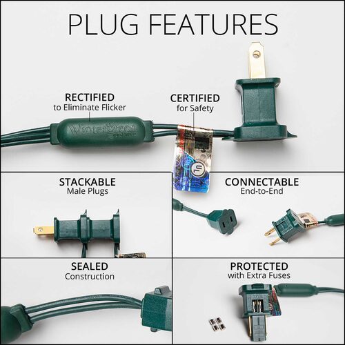 Green wire plug for pre-lit garland power connection