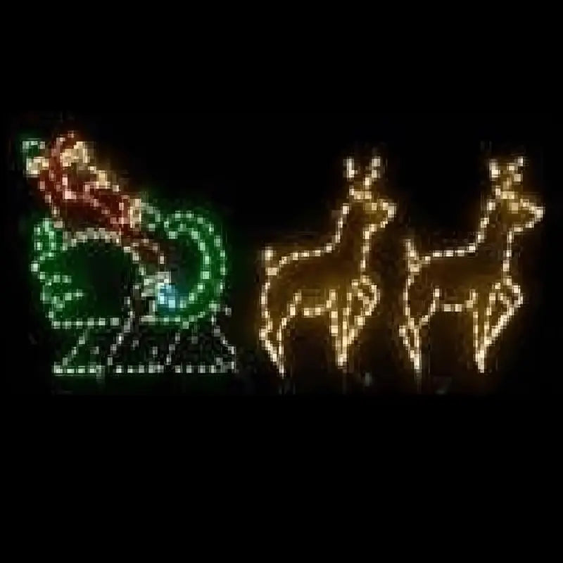 Santa in Sleigh with 2 Deer Medium - Wireframes Displays and Yard Art