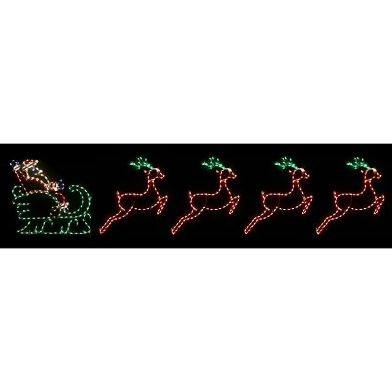 Santa in Sleigh with 4 Leaping Deer - Wireframes Displays and Yard Art