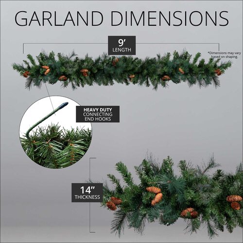 9' X 14" Mixed Noble Garland, Unlit