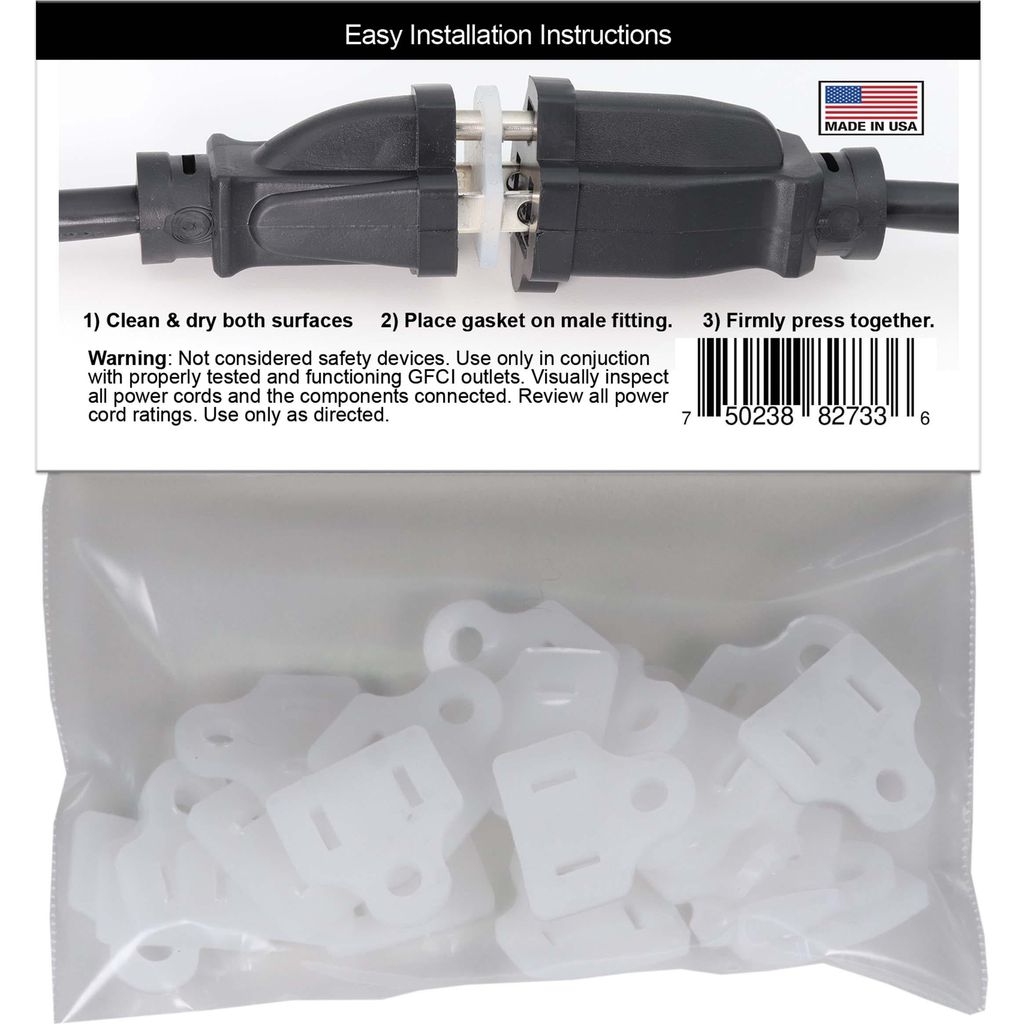 Weatherproof Electrical Plug Extension Cord Gaskets 25 Pack - Christmas Light Installation Accessories