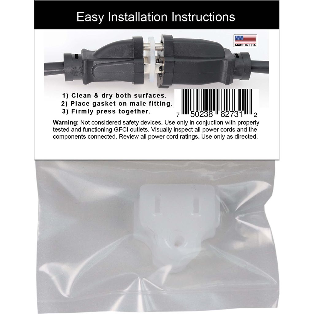 Weatherproof Electrical Plug Extension Cord Gaskets 5 Pack - Christmas Light Installation Accessories