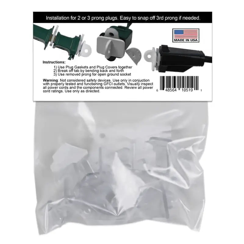 Weatherproof Electrical Plug Extension Cord Gaskets and Clear Covers 10 Pack - Christmas Light Installation Accessories