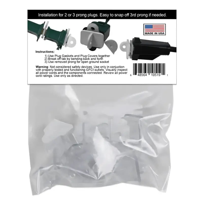 Weatherproof Electrical Plug Extension Cord Gaskets and Clear Covers 10 Pack - Christmas Light Installation Accessories