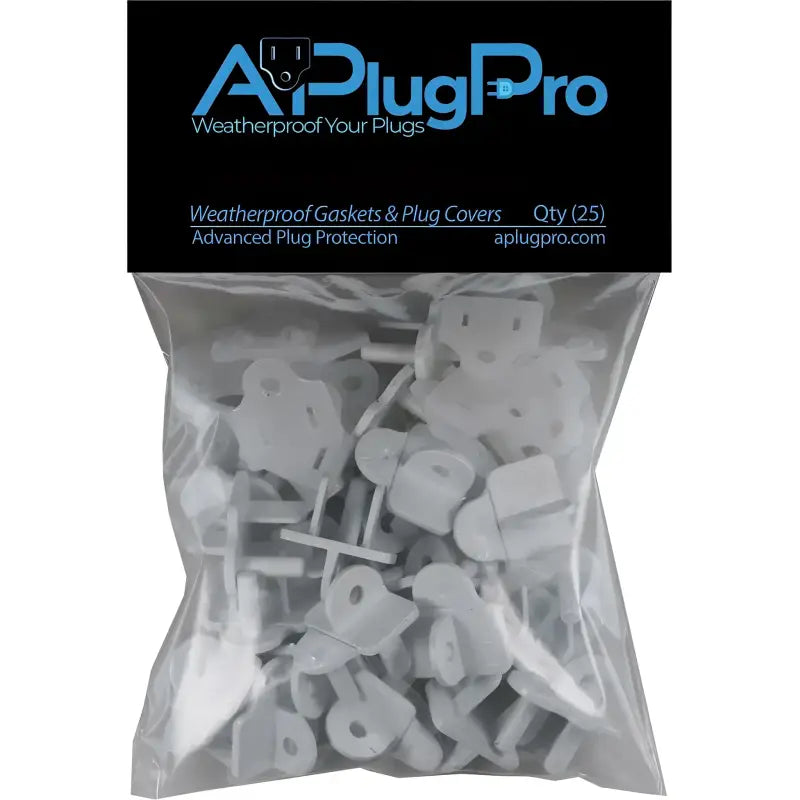 Weatherproof Electrical Plug Extension Cord Gaskets and White Covers 25 Pack - Christmas Light Installation Accessories