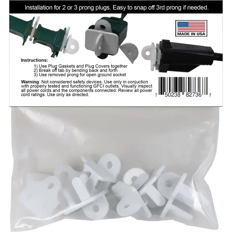 Weatherproof Electrical Plug Extension Cord Gaskets and White Covers 5 Pack Christmas Light Installation Accessories
