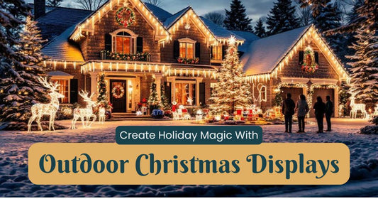 Elaborate outdoor Christmas display on suburban home