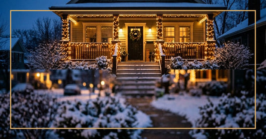 Guide to choosing LED lighting types for your home with twilight scene and gold border frame