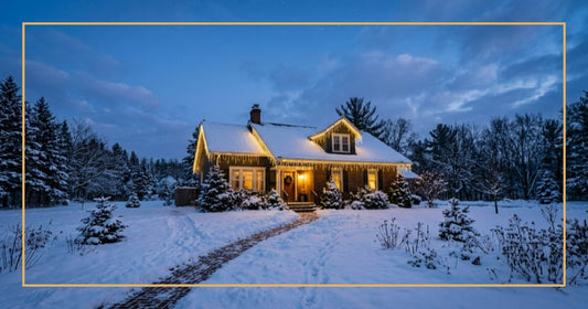 Featured image of icicle lights draping from a home roofline at dusk with warm white glow