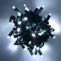 100 5mm Cool White SuperSpark® LED Strobe Christmas Lights, 6" Spacing, Green Wire