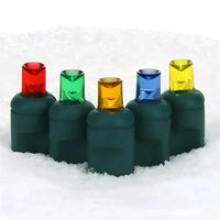 100 5mm Multicolor LED Christmas Lights, 4" Spacing, Green Wire