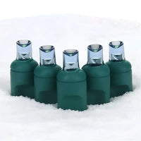 100 5mm Teal LED Christmas Lights, 4" Spacing, Green Wire
