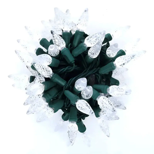 100 C6 Cool White LED Christmas Lights 4’’ Spacing Christmas Lights
