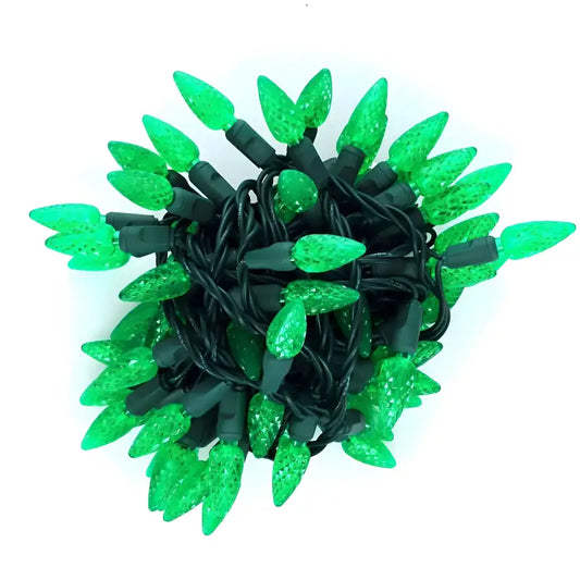 100 C6 Green LED Christmas Light Set 4’’ Spacing Christmas Lights